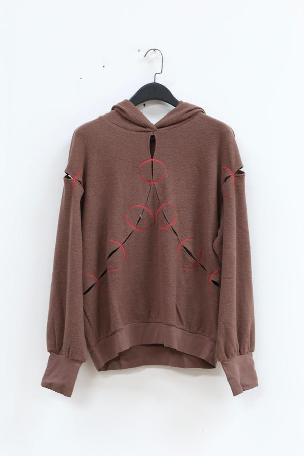 RUI Embroidered Hoodie RAW22WV03 Chestnut&Ruby Brown Chestnut & Red